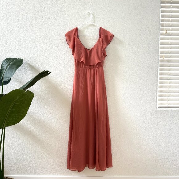 Birdy Grey Terracotta Jane Convertible Bridesmaid Dress S Chiffon Maxi - Picture 7 of 8